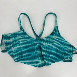 Victoria's Secret Bikni Top Women's M Blue Tie Dye Strappy Swim Beach Pool‎